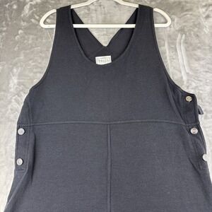 Vintage Erika Studio Overall Dress Women's M Black Buttons Ribbed 90's (1250)